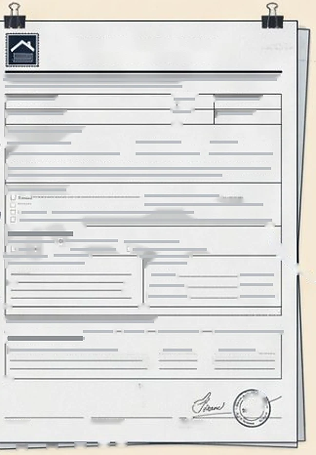 Sample housing grant application form with sections, signature and seal
